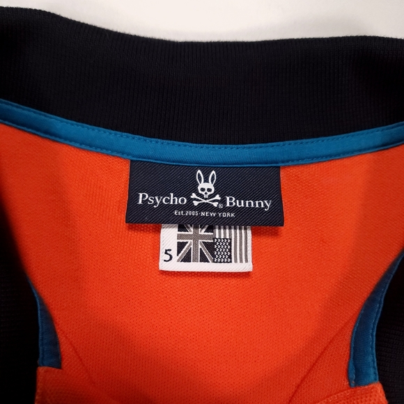 Pyscho Bunny by Robert Godley Mens Orange Polo Shirt Pima Cotton Size 5 NWOTs - Picture 6 of 12